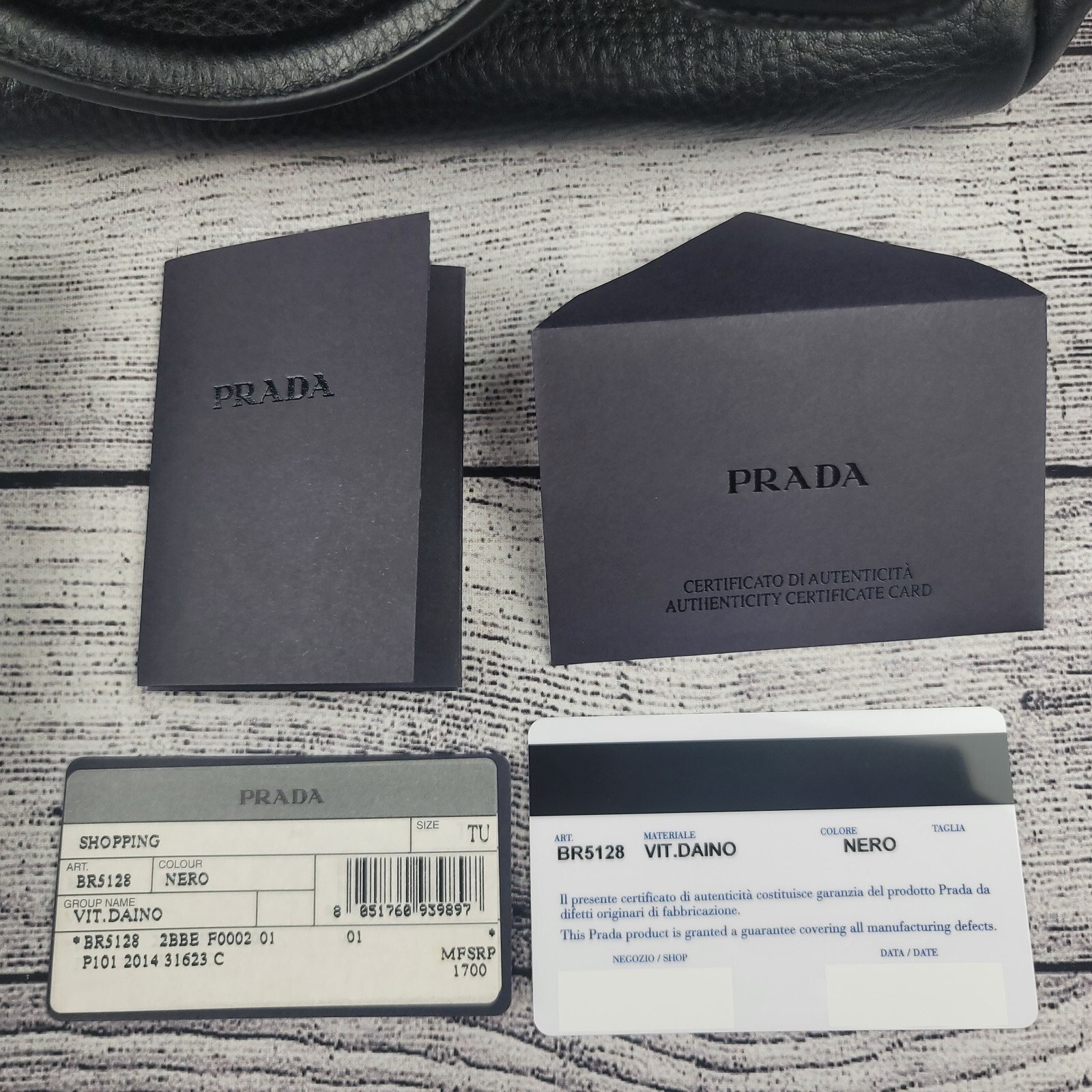 Prada Vitello Daino Black Leather Satchel Bag BR5128 Nero Silver Hardware