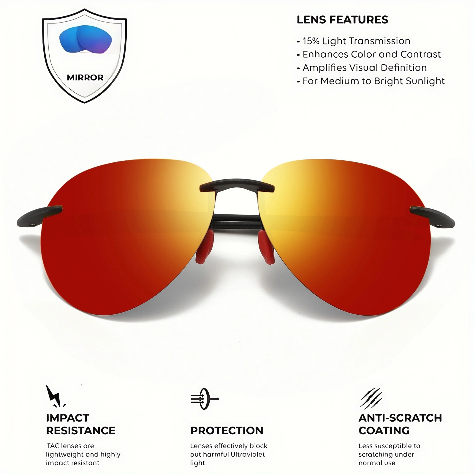 Rimless TR90 Sunglasses Polarized UV400 Lenses Lightweight Outdoor Men Glasses