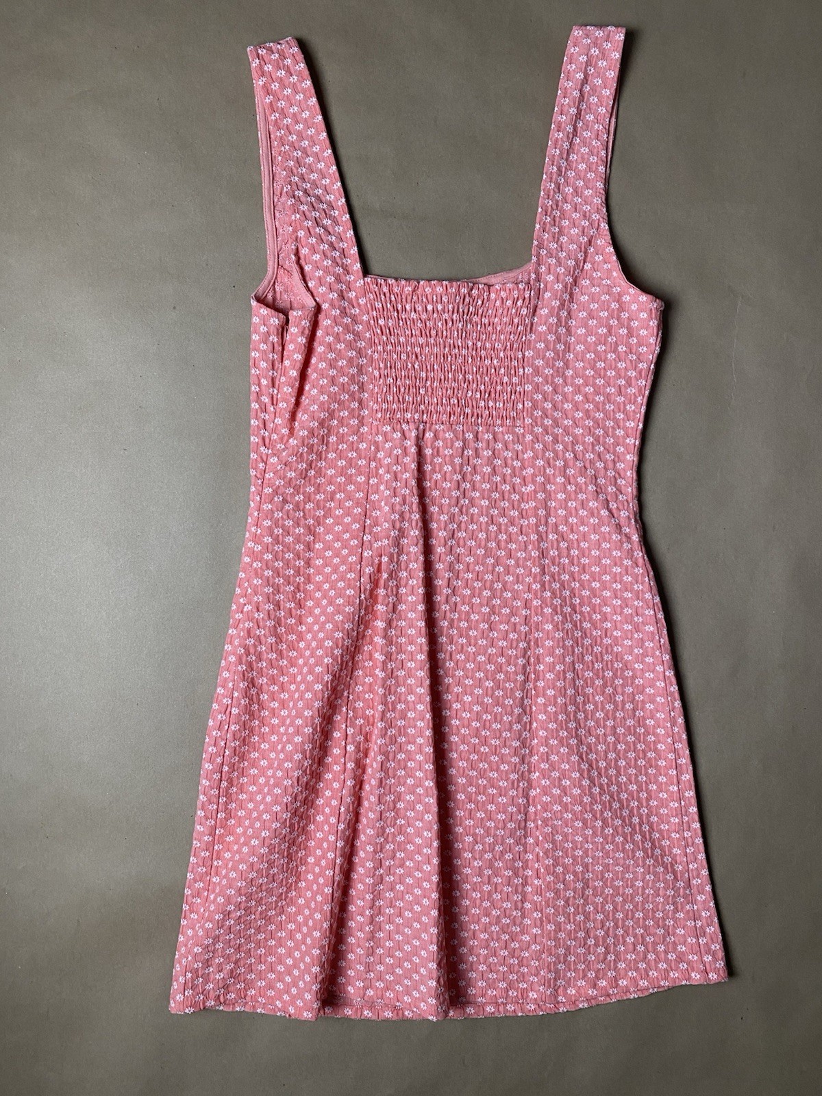 Urban Outfitters M Medium Folly Fitted Notched Mini Dress Peach Daisy Stretch