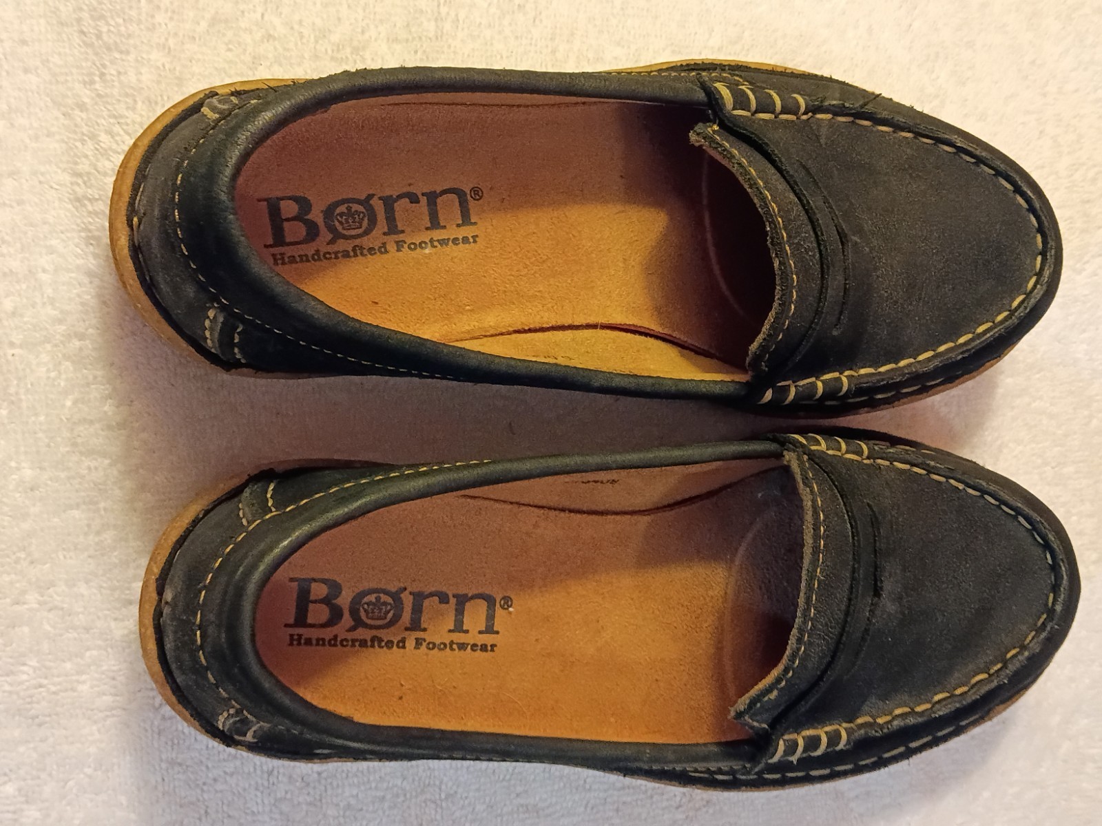 Born Nerina Womens Size 6.5/37 Leather Slip On Penny Loafer Shoes Black