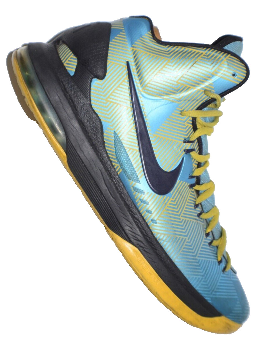 Nike MID-TOP Basketball Sneakers size 10 1/2 Iridescent Aqua &Yellow 5999294-477