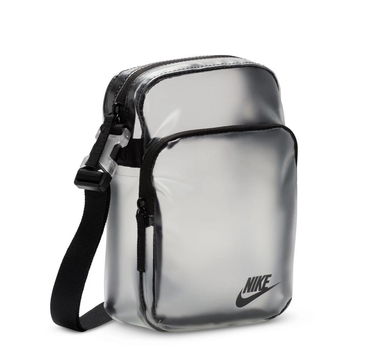 Nike Metallic Silver Crossbody Bag Mini Shoulder Bag Adjustable Strap Unisex