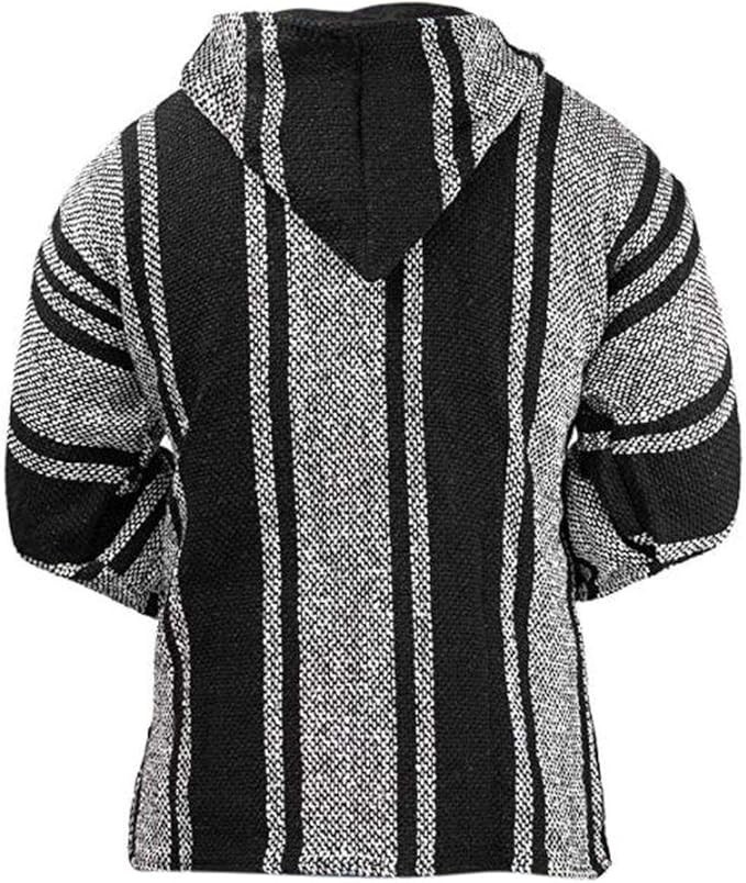 Classic Mexican Baja Hoodie Sweater Pullover Poncho Surf Hippie Unisex – LARGE