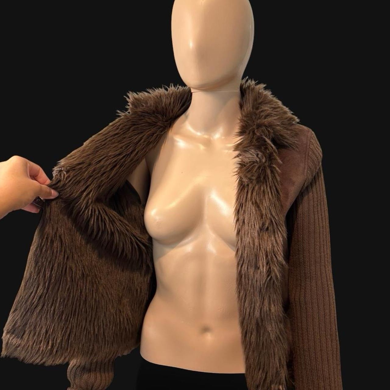 Montanaco Women’s Brown Faux Suede Faux Fur Trim Toggle Short Lined Jacket XS