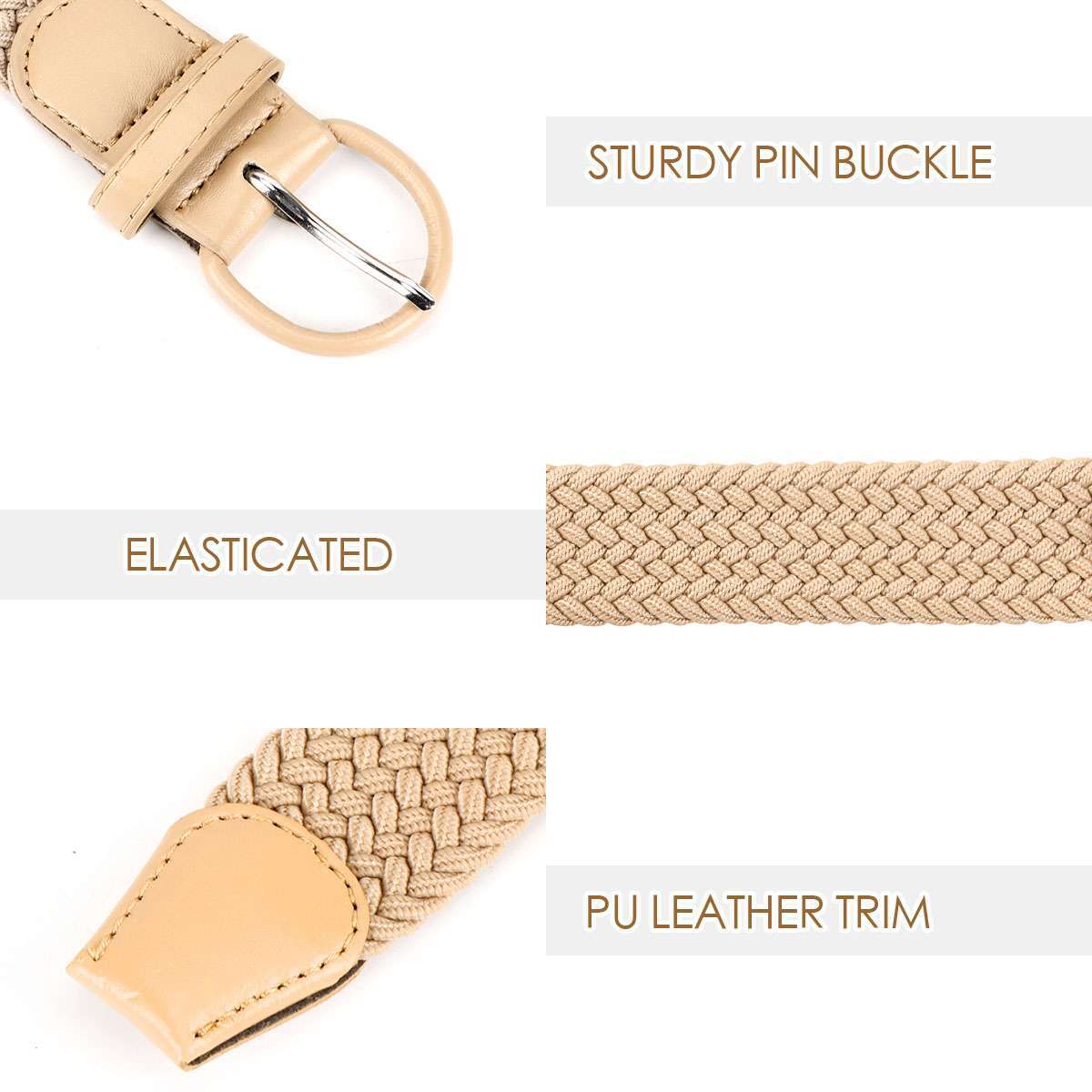Woman Men Unisex Elastic Fabric Braided Belt Enduring Stretch Woven Belt Us
