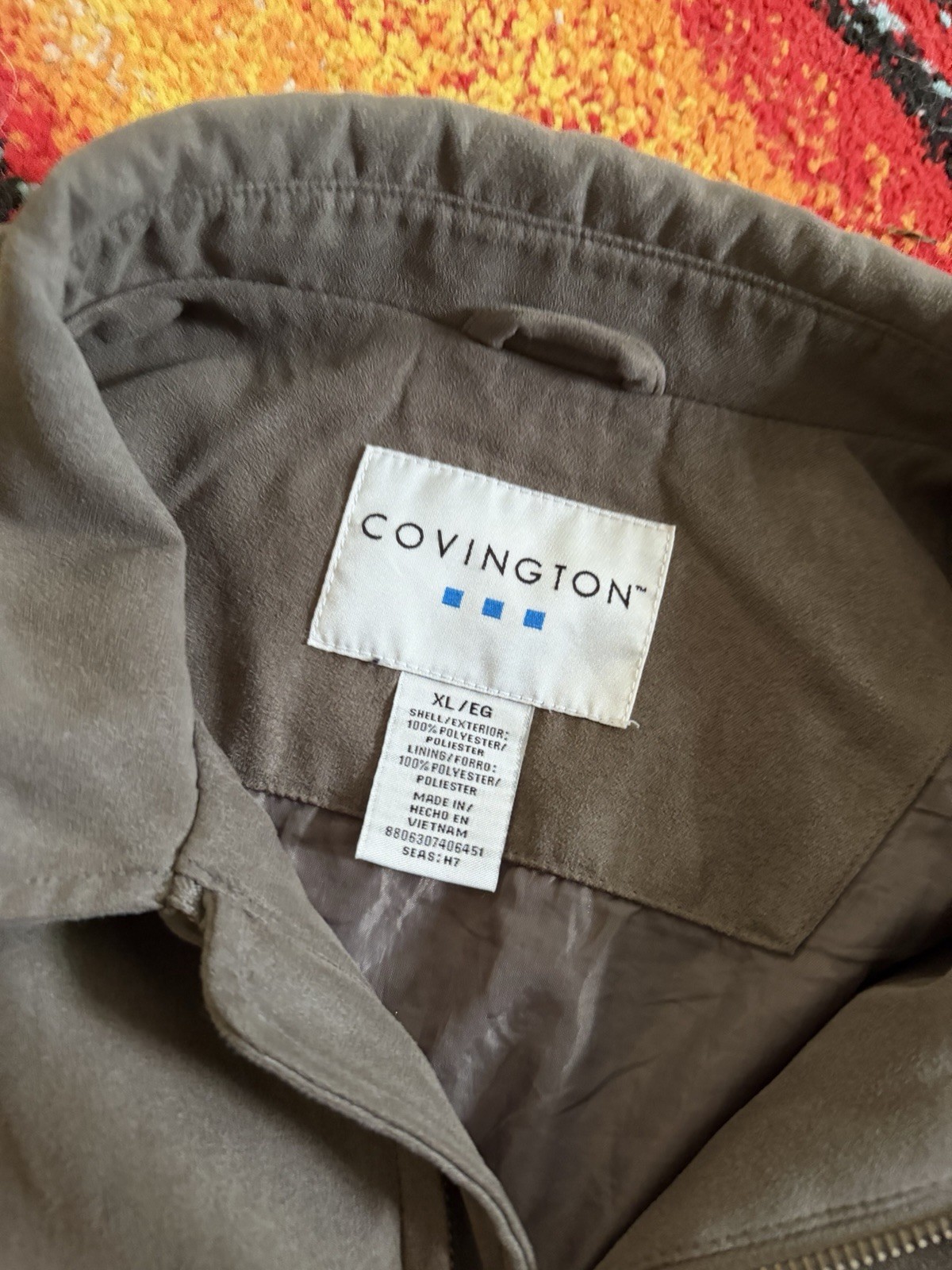 Covington Men’s Brown Full Zip Lined Jacket w/ Pockets, Short Length XL