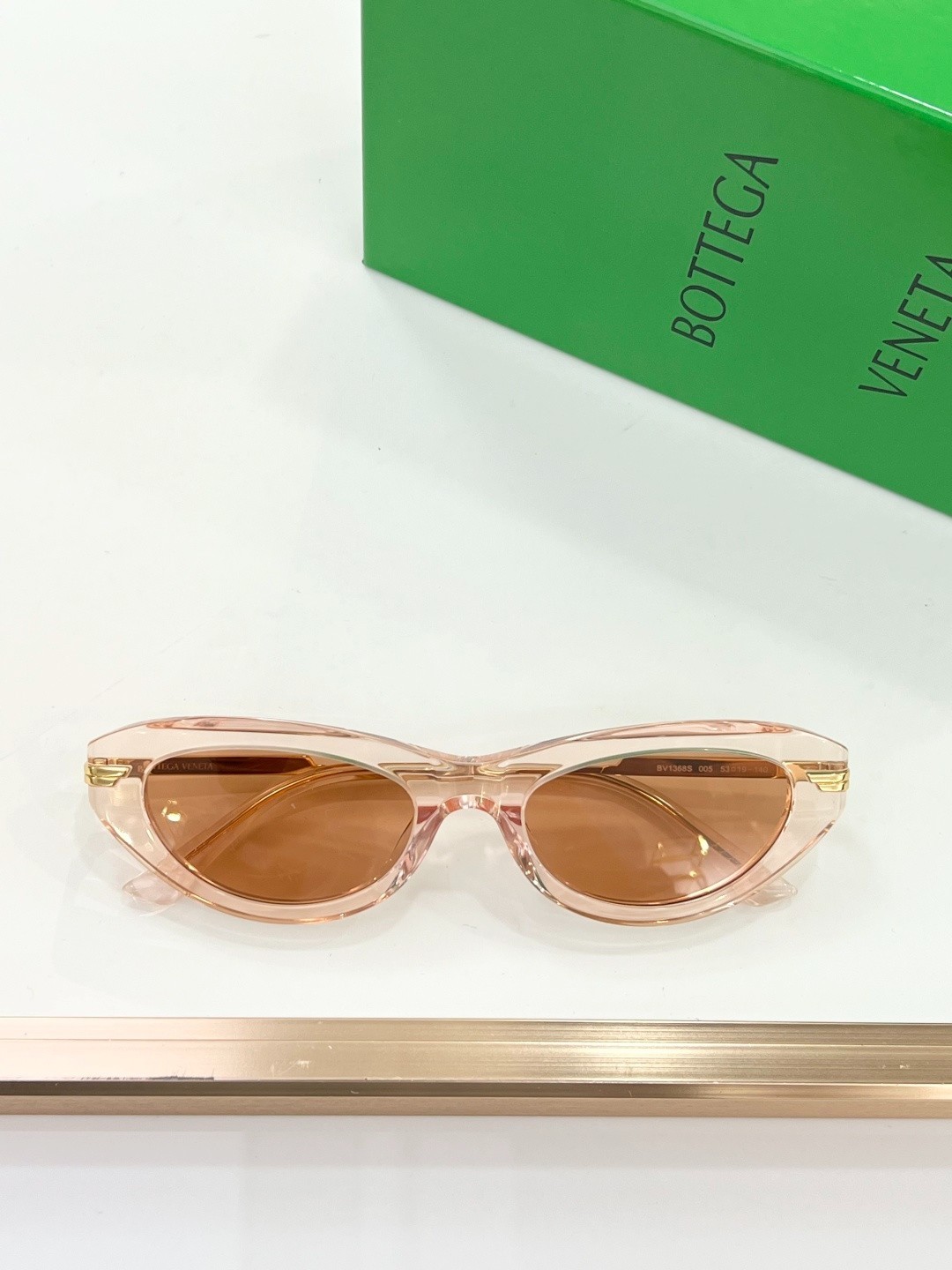 Bottega Veneta Unisex Sunglasses BV1368S 53-19-140 Pink Gold Brown Lens