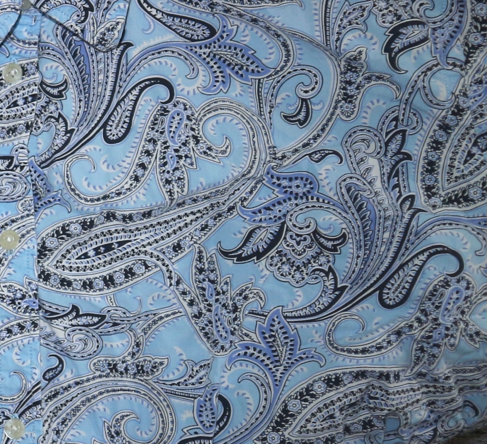 CHAPS CLASSICS Blue Paisley Print Cotton Blse 52 In Chst 26.5 In Lng Sz 2X VG