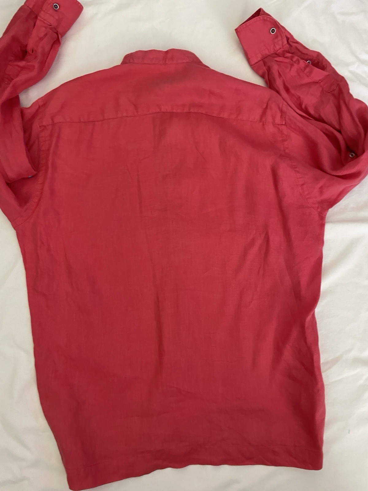 Massimo Castello 100% Linen Fushia Color Long Sleeved Men’s Shirt Size Large