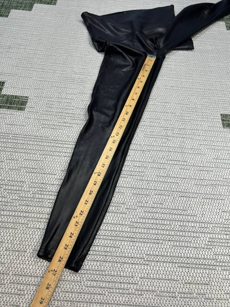 Spanx By Sara Blakely Faux Leather Leggings Womens XL Black Nylon Mid Rise