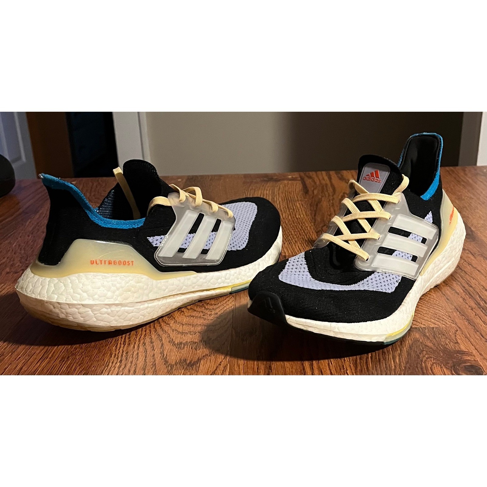 Adidas Ultraboost 21 Mens Running Shoes Black Solar Yellow Size 11