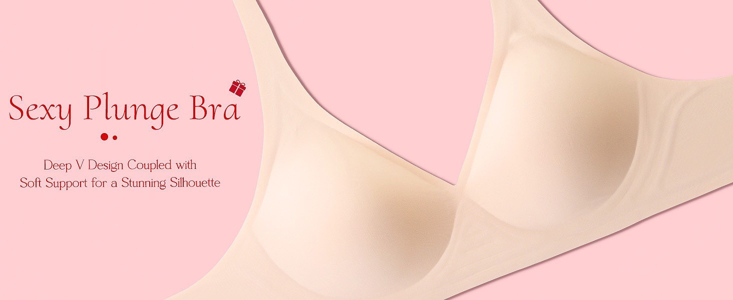 Women Wireless Solid Bra V Neck Mesh Breathable Comfort Support Bralette