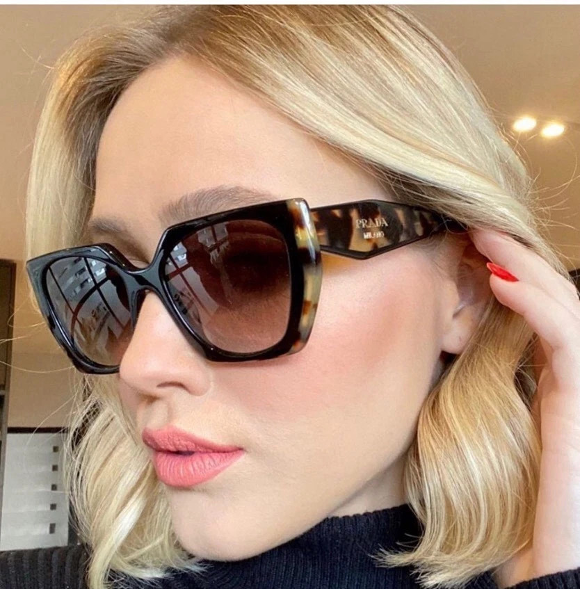 PRADA PR 15WS 3890A7 Black Tortoise Grey Gradient Women Sunglasses with Box