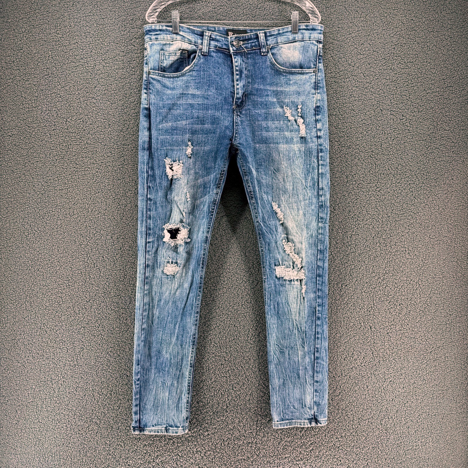 Waimea Skinny Fit Jeans Mens 32×32 Meas 34×31 Distressed Destroyed Stretch Blue