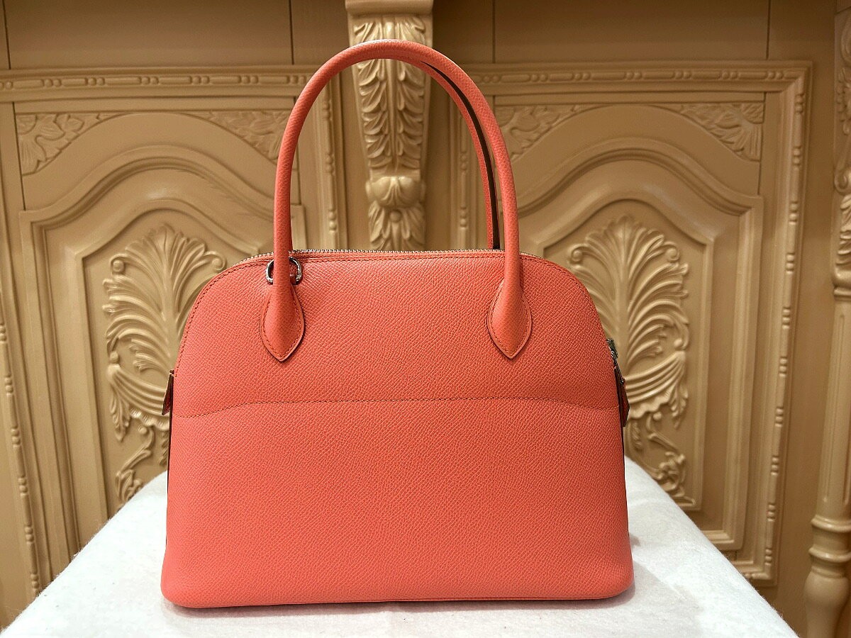 Hermes Bolide 27 Handbag Shoulder Bag Epsom Leather Flamingo Pink 10.6×7.9in 99