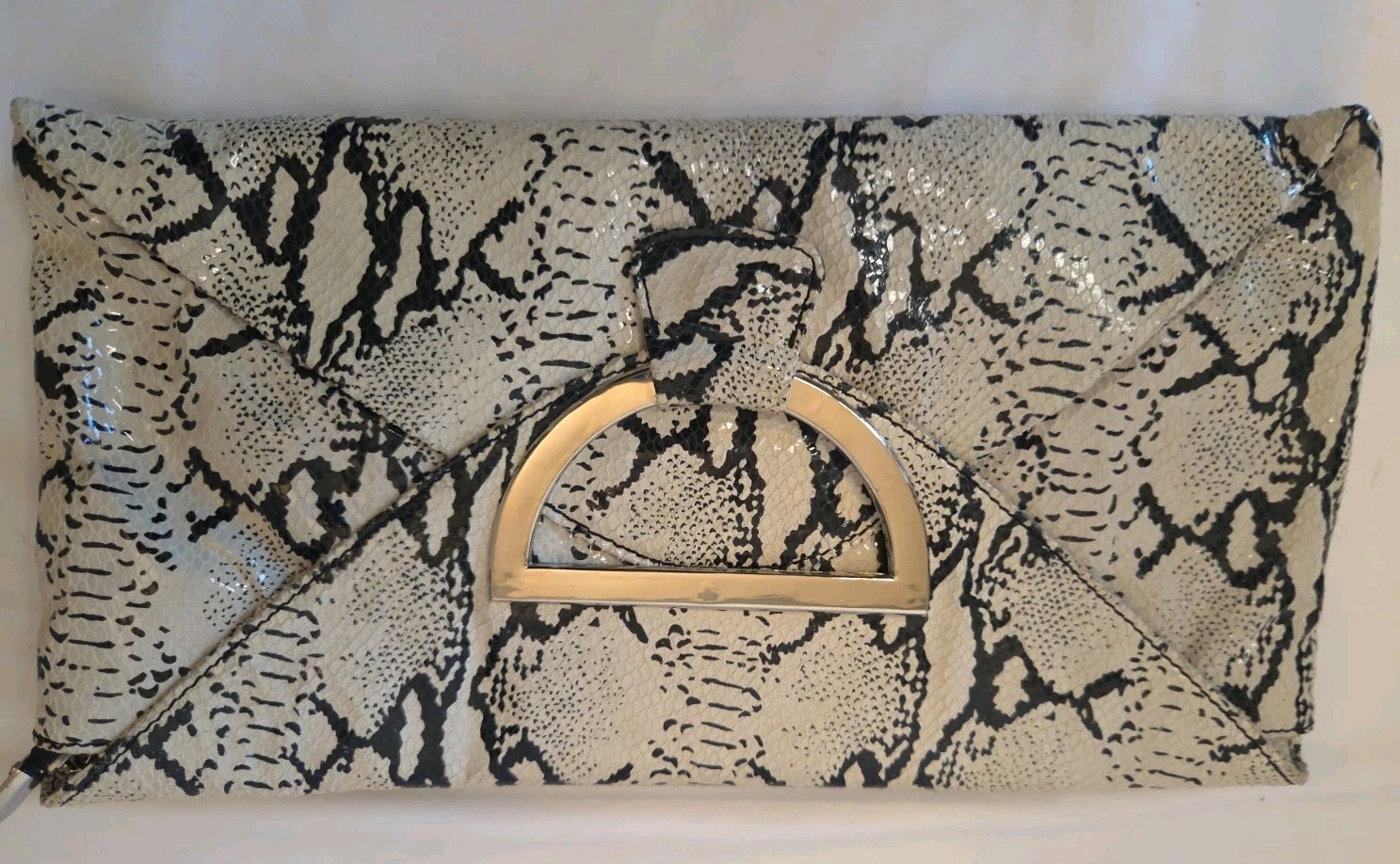 Cache’ Clutch Bag Y2K Snake skin. Purse black/ white Handbag Vtg. 90s New