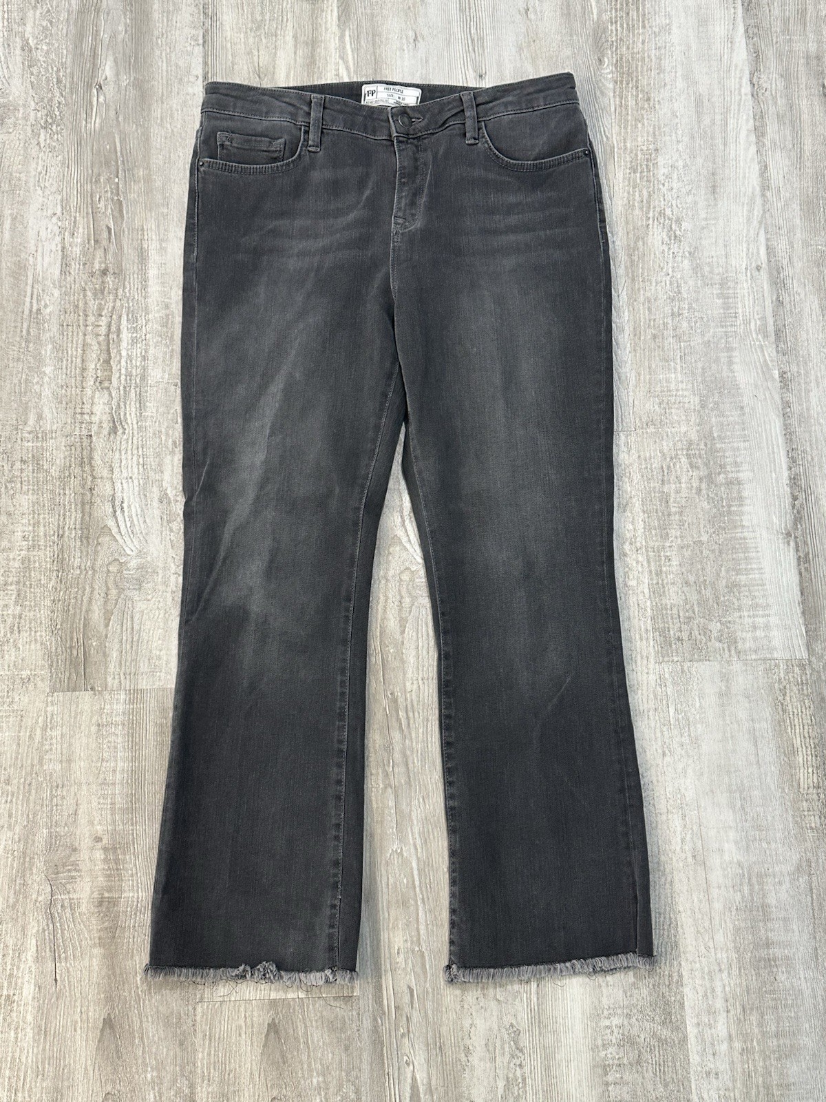Free People Raw Hem Straight Leg Jeans Gray 30