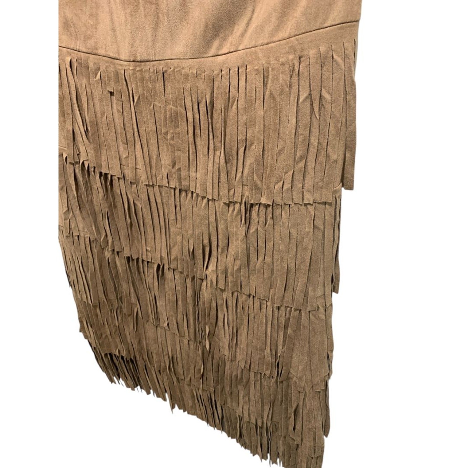 Size 3X Back in the Saddle Brown Fringed Midi Skirt Faux Suede Western