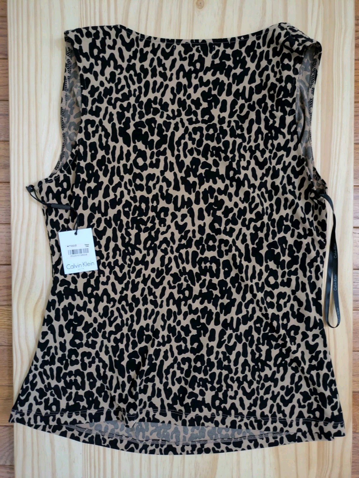 NWT MSRP $39 M Calvin Klein animal-print cowl-neck blouse tank top tee