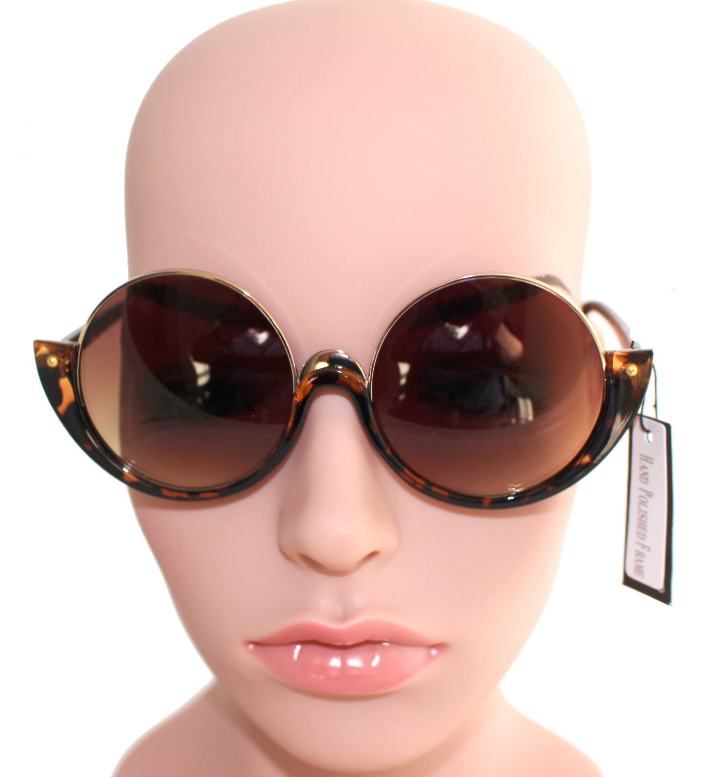 WOMEN’S ROUND BLACK & GOLD OR BROWN TORTOISE SHELL & GOLD SUNGLASSES – 100% UV