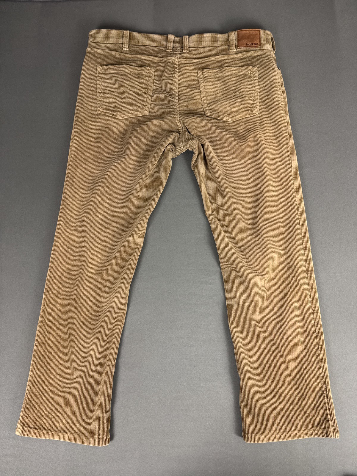 Hattric Tan Brown Corduroy Trousers 40×32 98% Cotton Stretch Smart Casual