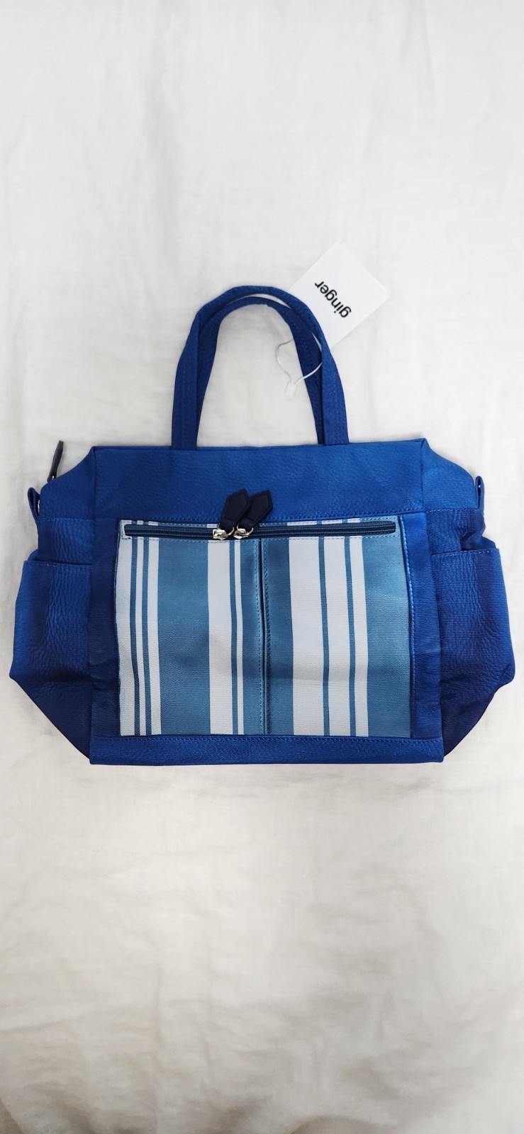 Women’s Blue Stripe Crossbody Bag Top Handle Shoulder Tote Purse Travel New