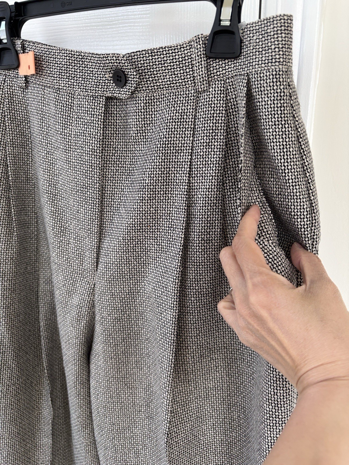 Holt Renfrew Vintage Silk Wool Trousers Cuffed Gray Canada Size 6 Reg Lined