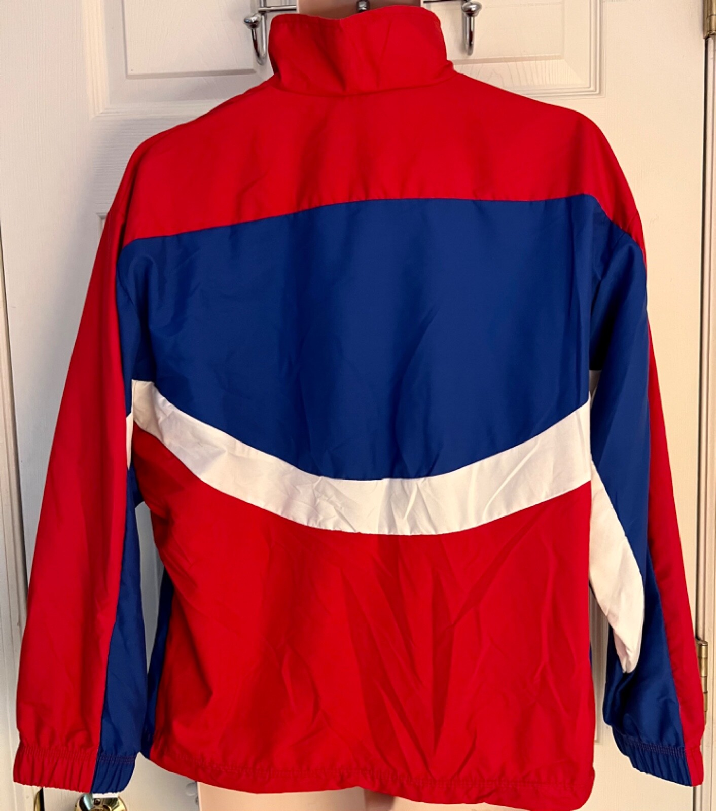 GK WARM UP PULLOVER ADULT SMALL NAVY RED WHITE MICROFIBER GYMNASTICS CHEER Sz S