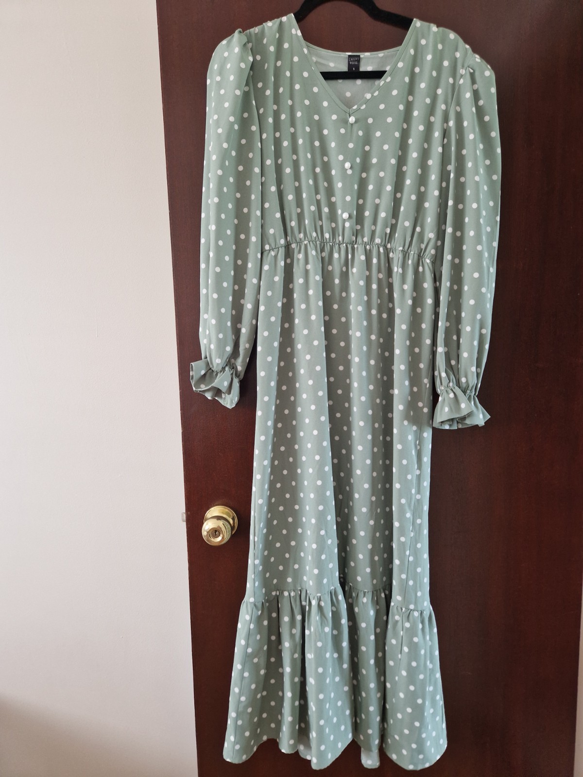 Emery Rose Dress Size Small Midi Long Green Polka Dot Wedding Occasion Summer