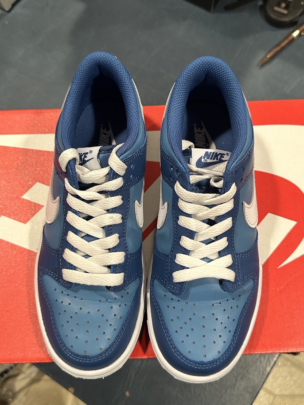 Size 4Y – Nike Dunk Low GS Dark Marine Blue White DH9765-400