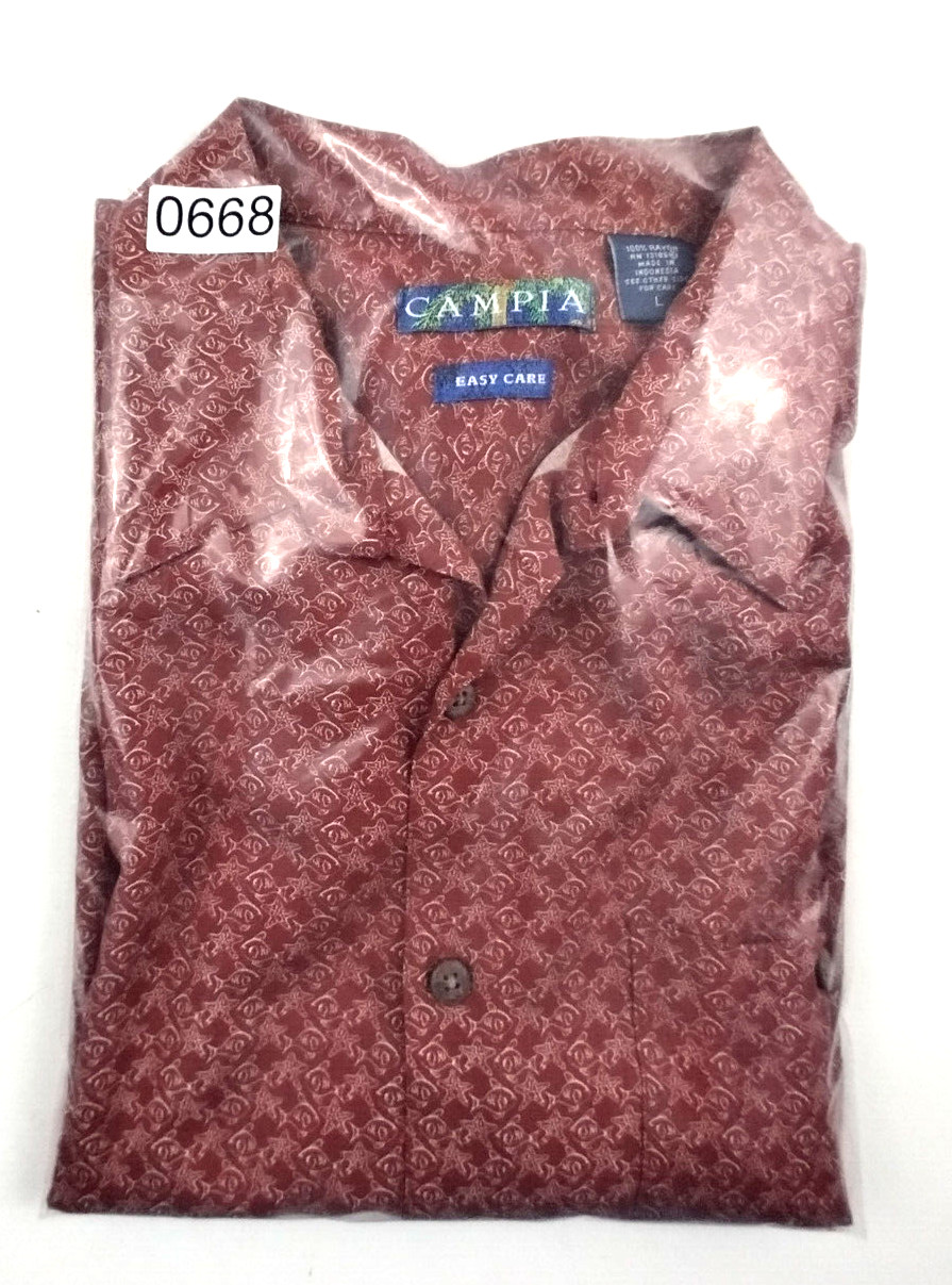 Shirt Cambia Casual Button Down Lightweight Cool Rayon Easy Care Marine Theme