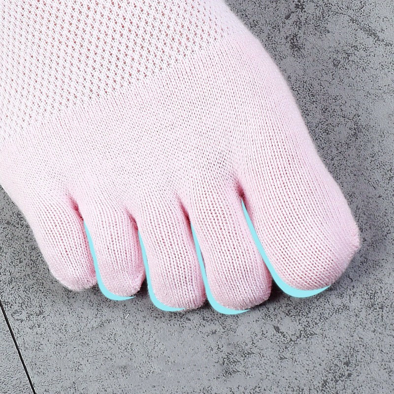 100% Cotton Low Cut Five Finger Toe Sport Breathe Solid Ankle Women Socks 5 Pack