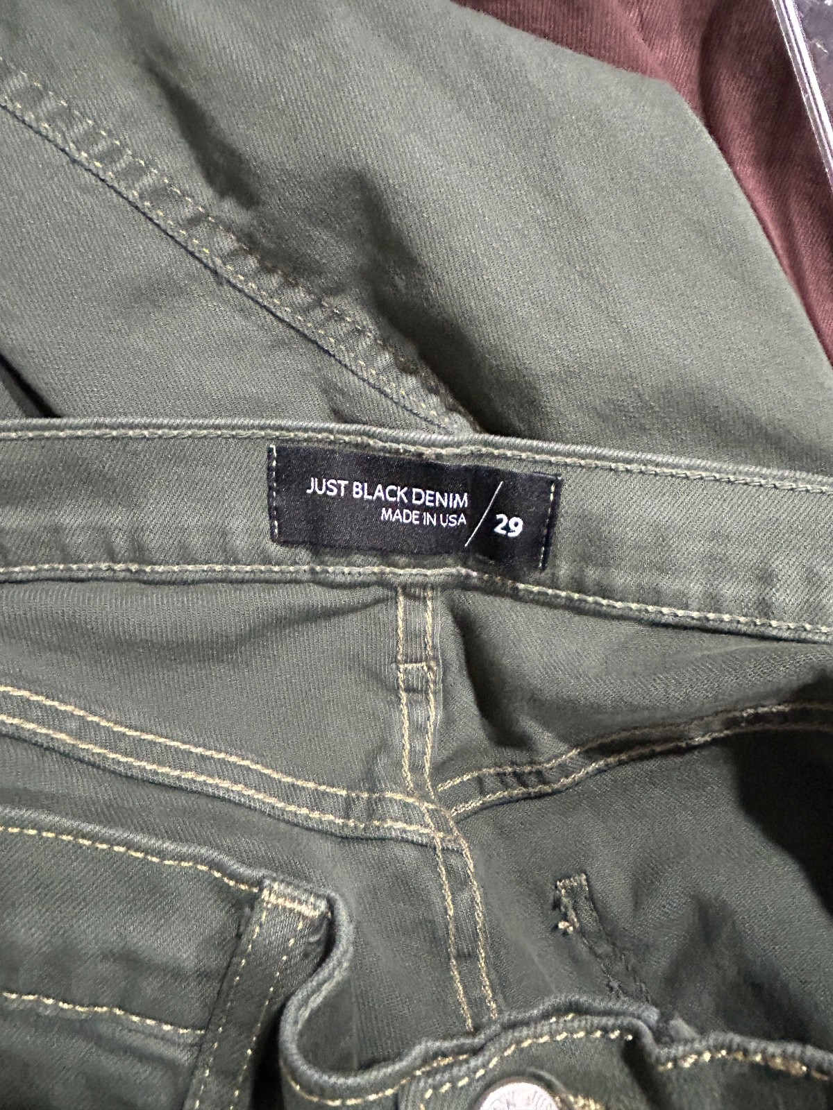 JBD Just Black Denim Size 29 Artichoke Green Cropped leg Utility jeans