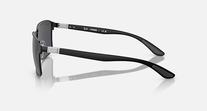 Ray-Ban RB3721 59mm Matte Black Frame Dark Grey Lens Square Metal Men’s Sunglass