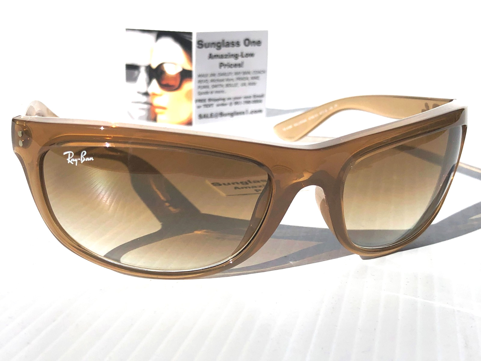 Ray Ban BALORAMA Opal Light Brown GRADIENT Brown Lens Sunglass RB 4089 6789/51