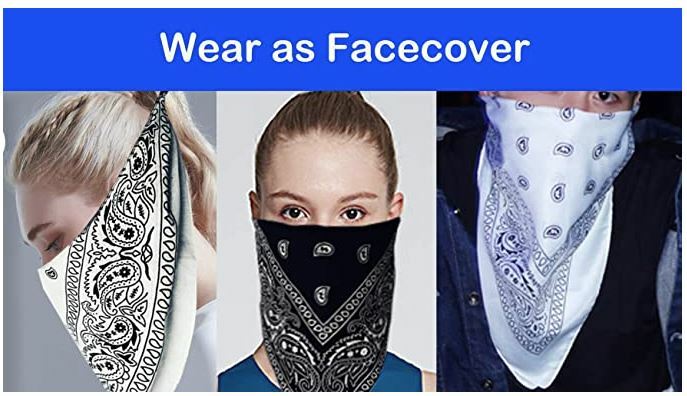4 Pack X-Large Solid Cotton Printed Bandana – 27 x 27 inches