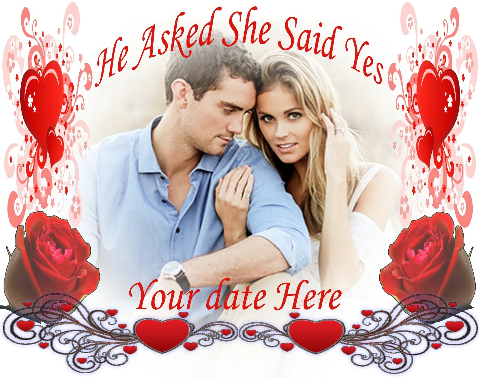Your couple picture on a T shirt with our Valentines design