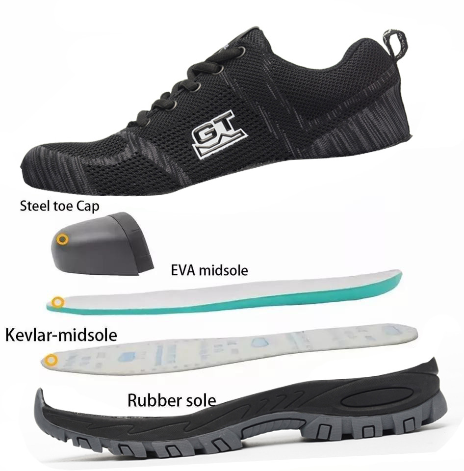 Men black Safety Work Shoes Steel Toe Boots Outdoor Sneakers