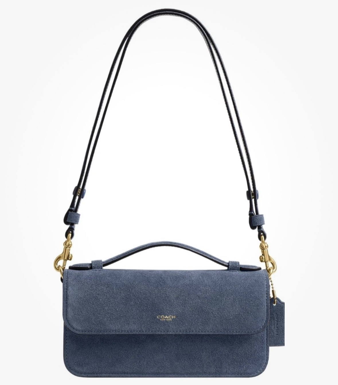 NIB Coach Elora Top Handle Crossbody Bag – Premium Suede Light Denim Color CDD59