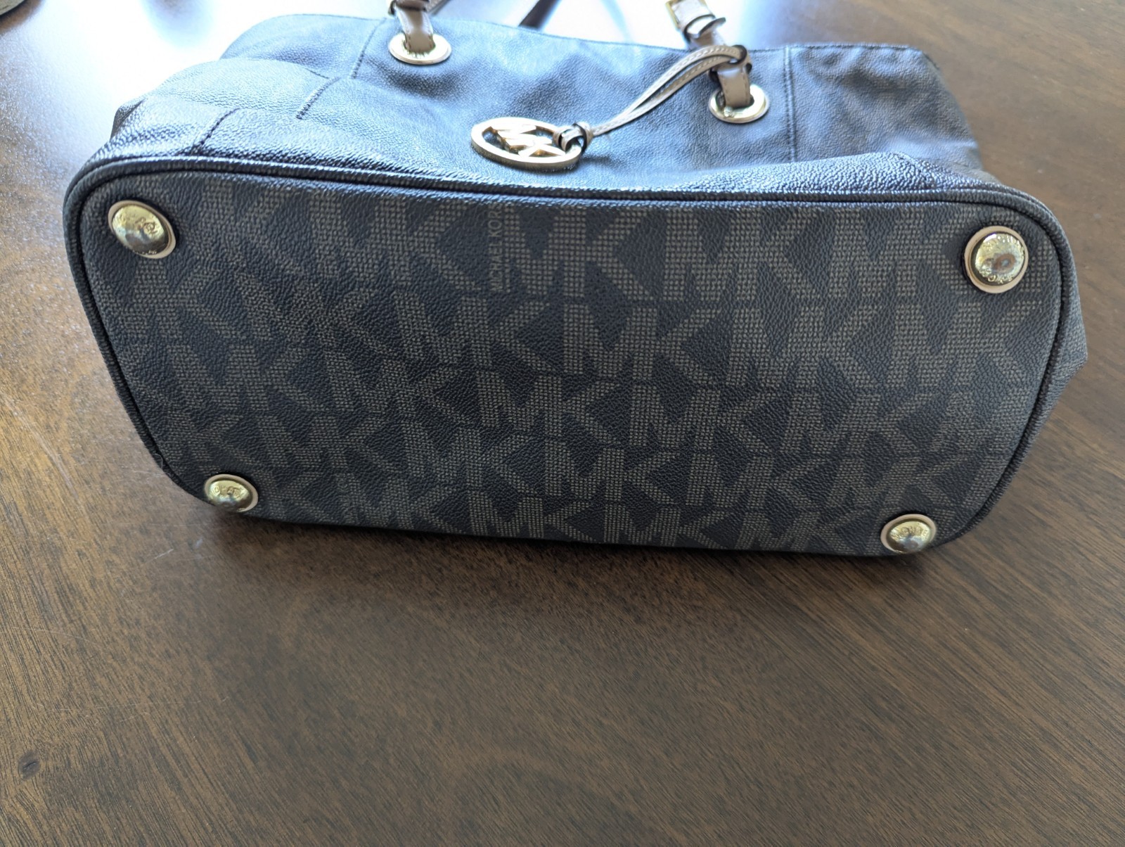 Michael Kors Signature Monogram Medium Tote Zip Double Handles Bag Charm