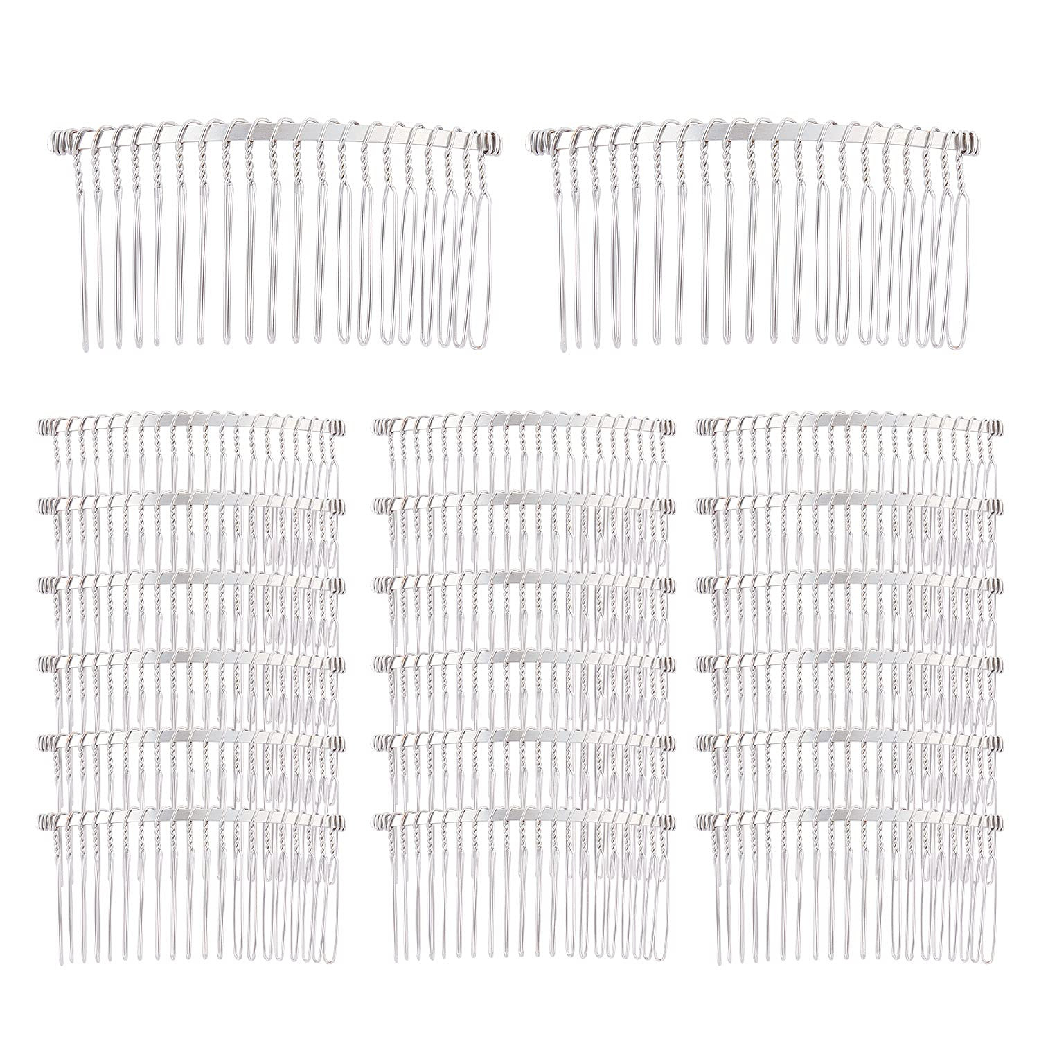 Lawie 20 Pack Bulk 20 Teeth Silver Metal Side Hair Combs Wire Twist Hair Clips W