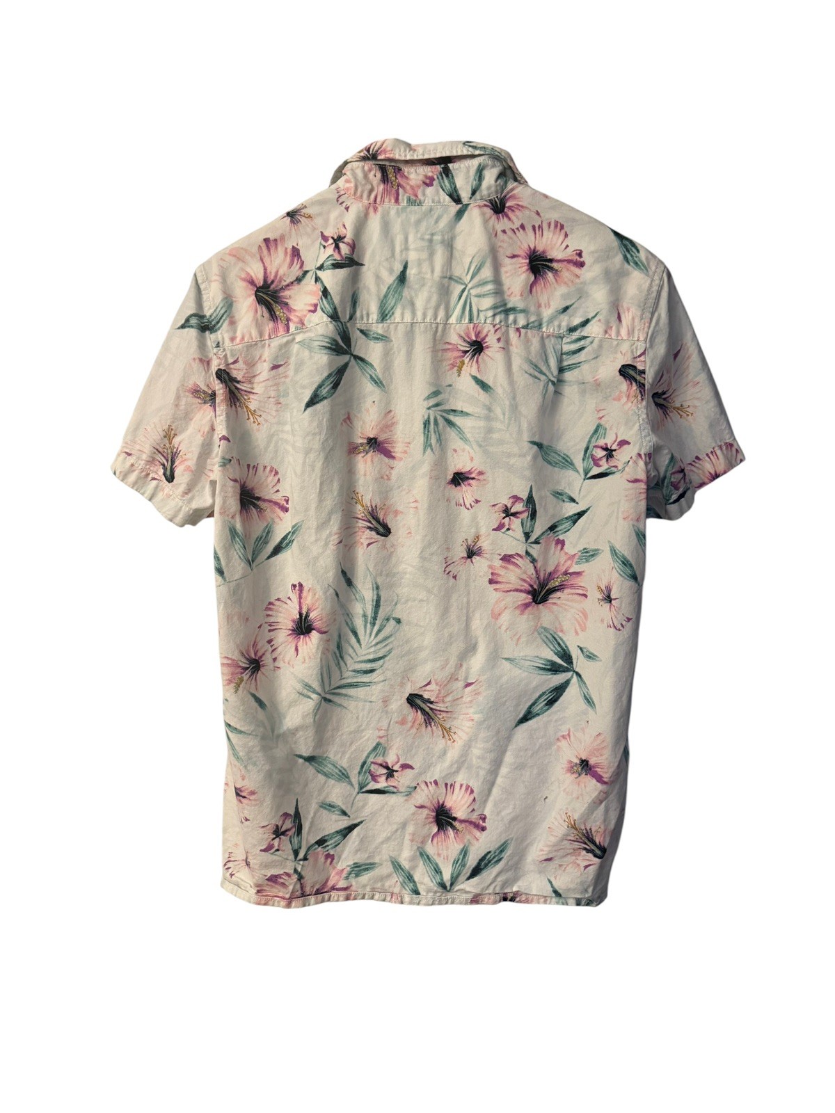 American Eagle Hawaiian Shirt Men’s S/P/CH White Floral Button Up Short Sleeve