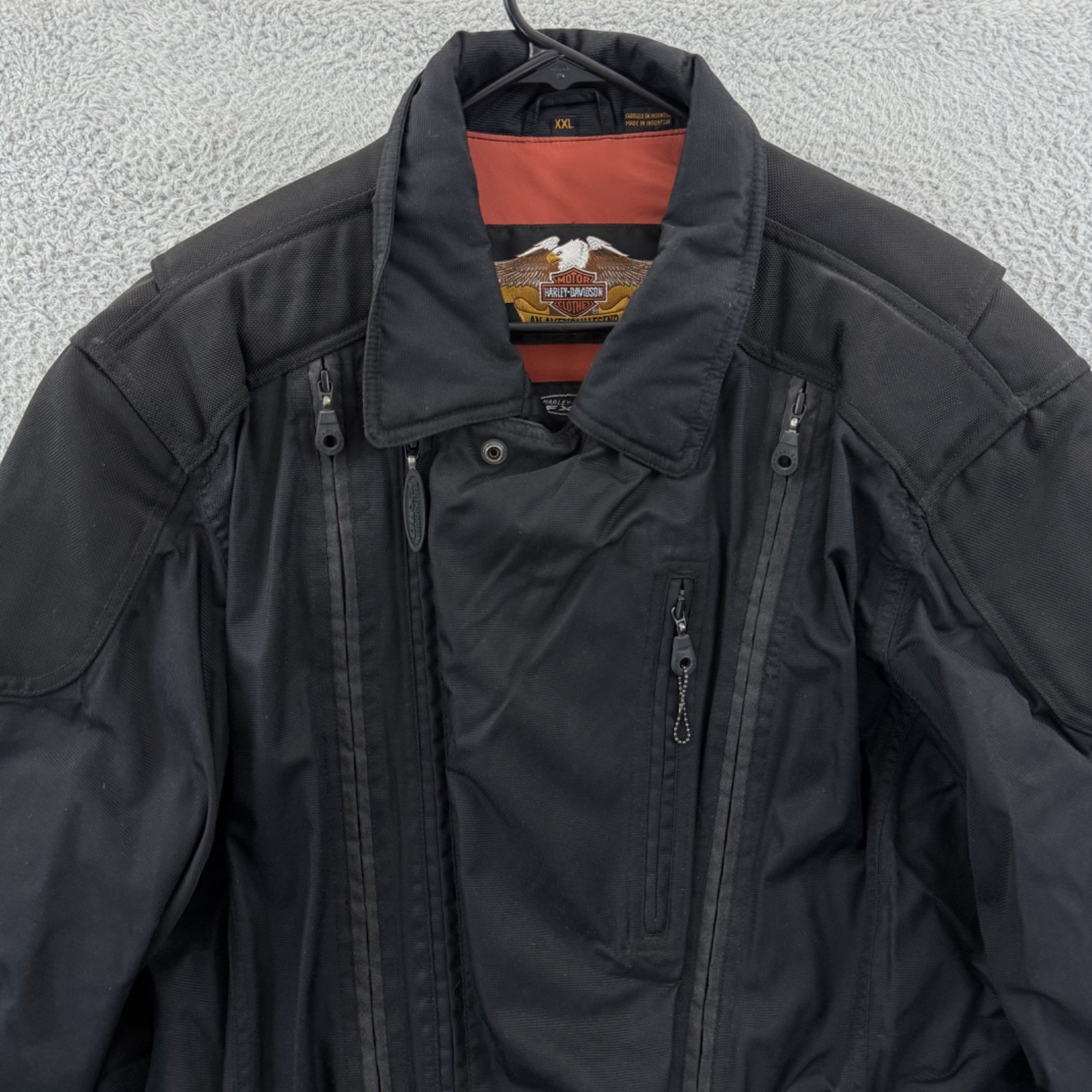 Vintage Harley Davidson FXRG Motorcycle Jacket Mens 2XL Black Biker Outdoor Zip