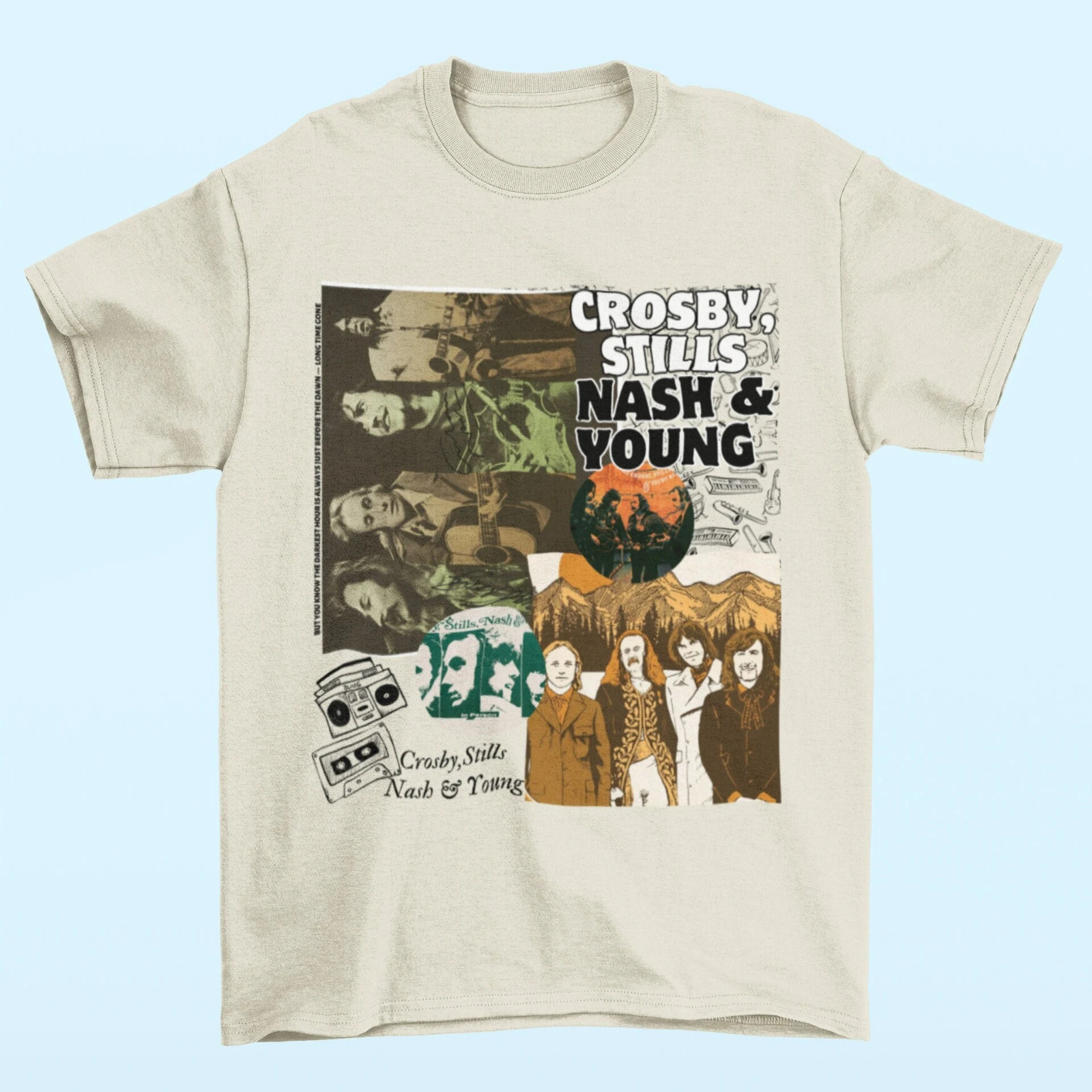 Vtg Crosby Stills Nash and Young Band Cotton White Unisex All Size Shirt