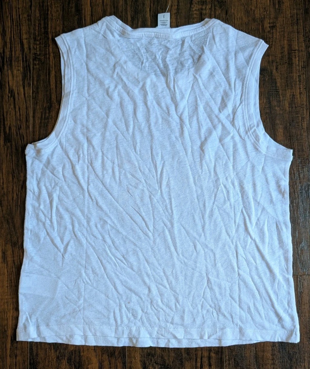Athleta Bright White Getaway Linen Blend Muscle Tank Top Stretch, SMALL, NEW