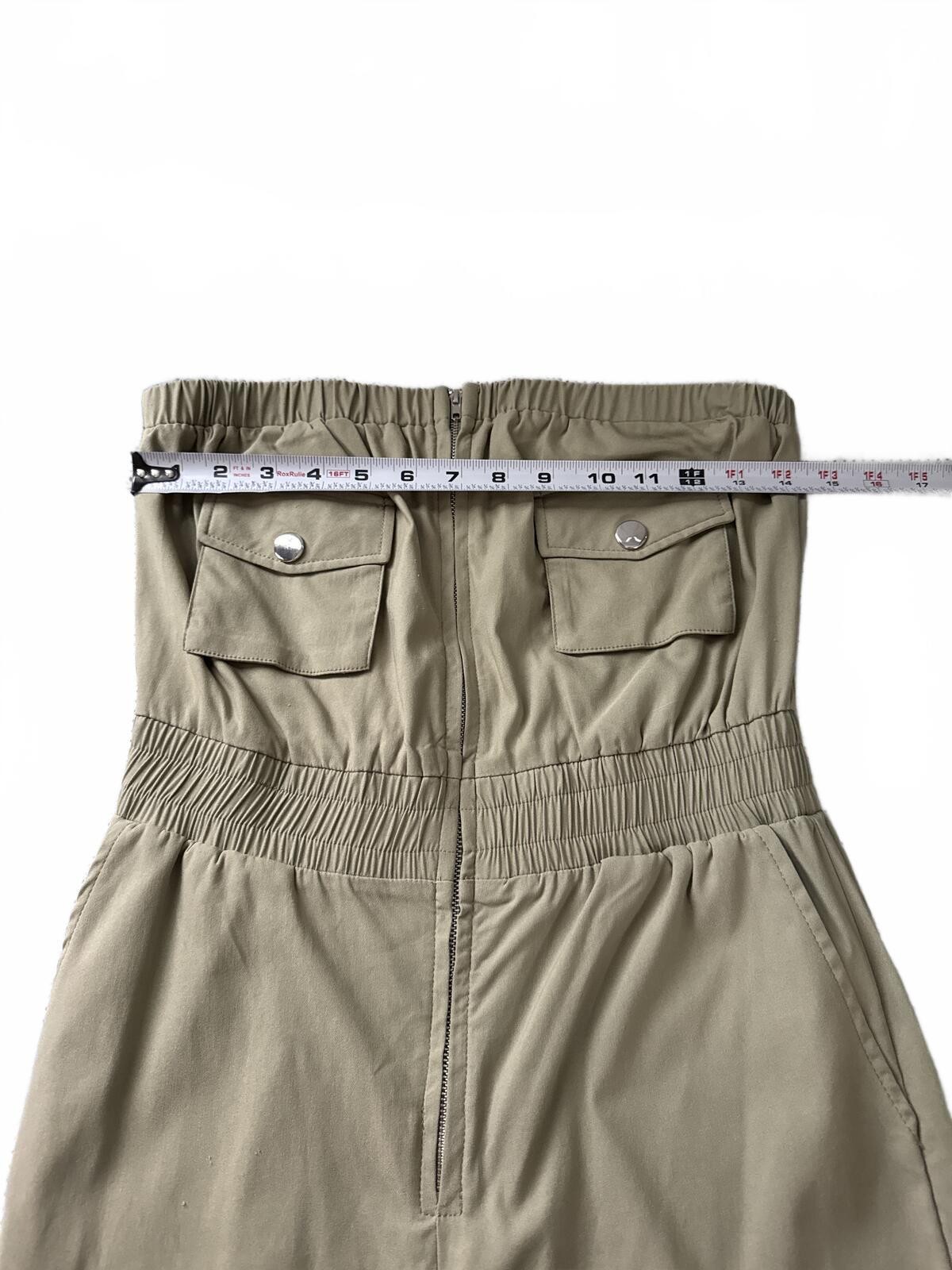 AKIRA Olive Strapless Cargo Jumpsuit with Snap Flap Pockets NWT Medium
