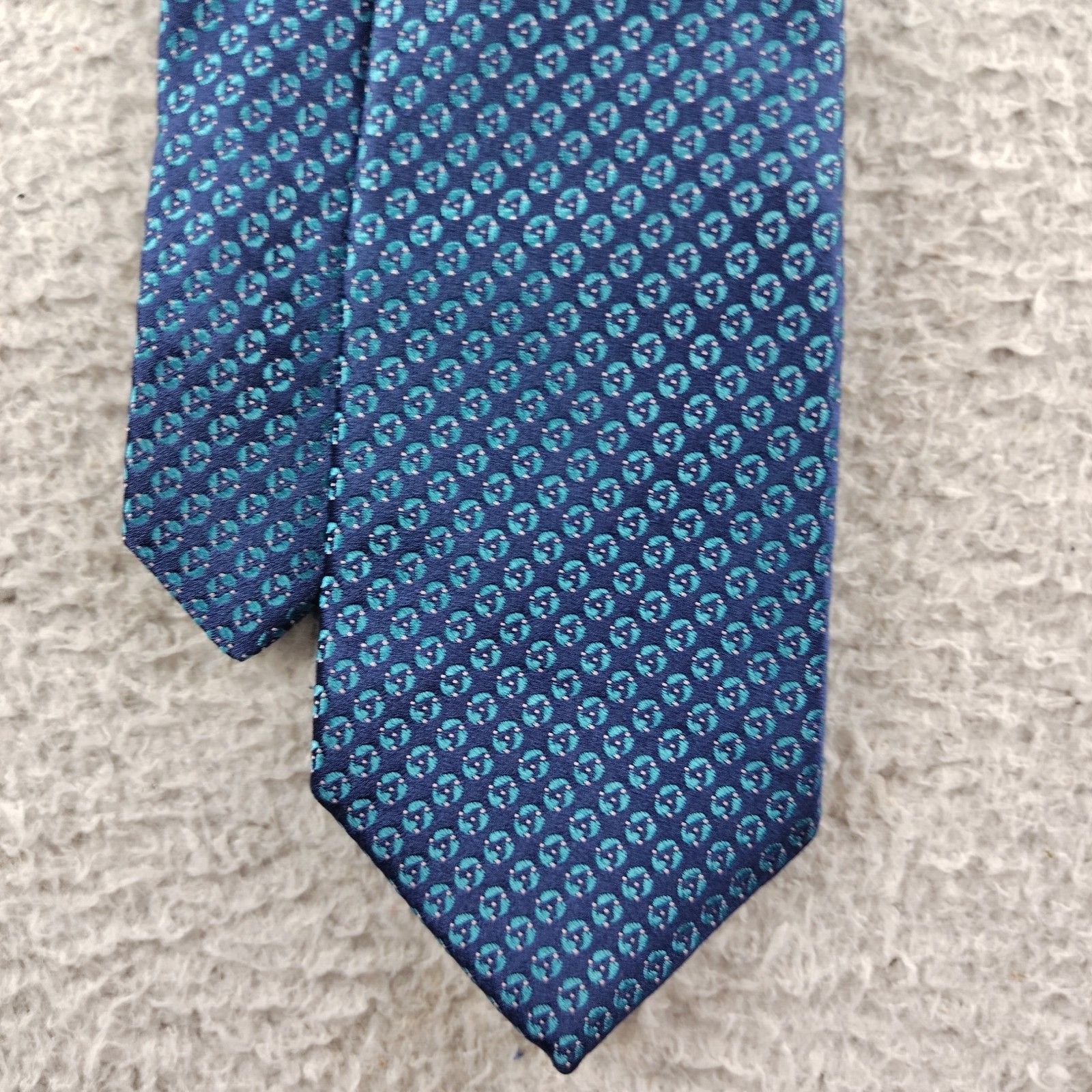 Giorgio Armani Silk Tie Blue Teal Geometric Hand Made in Italy W3.25 L:56