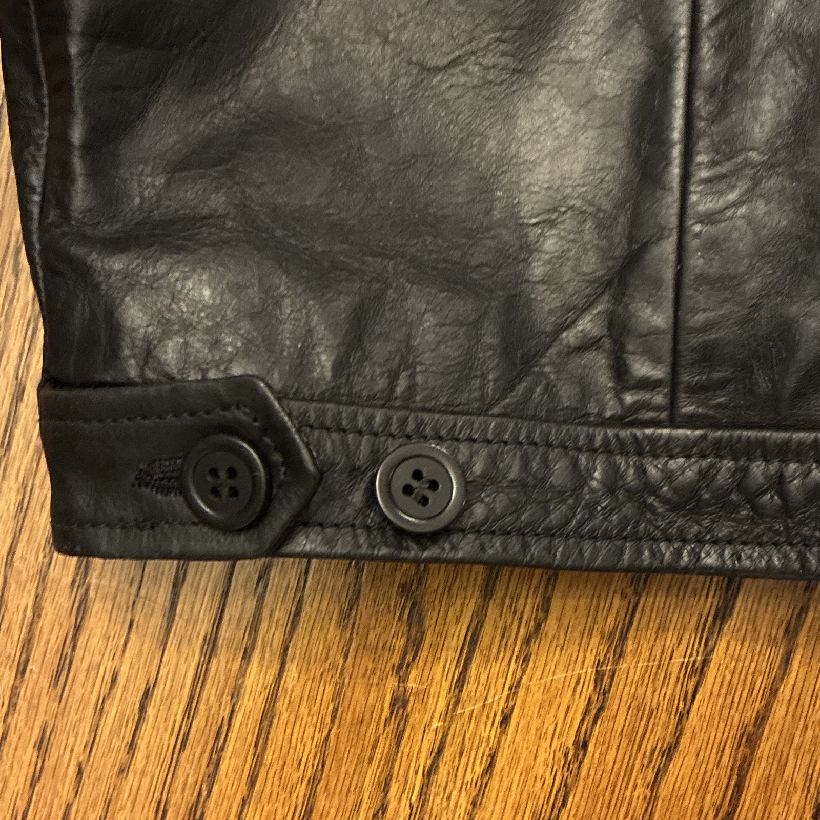 J.CREW Men’s XL Black Leather Jacket Lined Zip/Button Point Collar Pockets