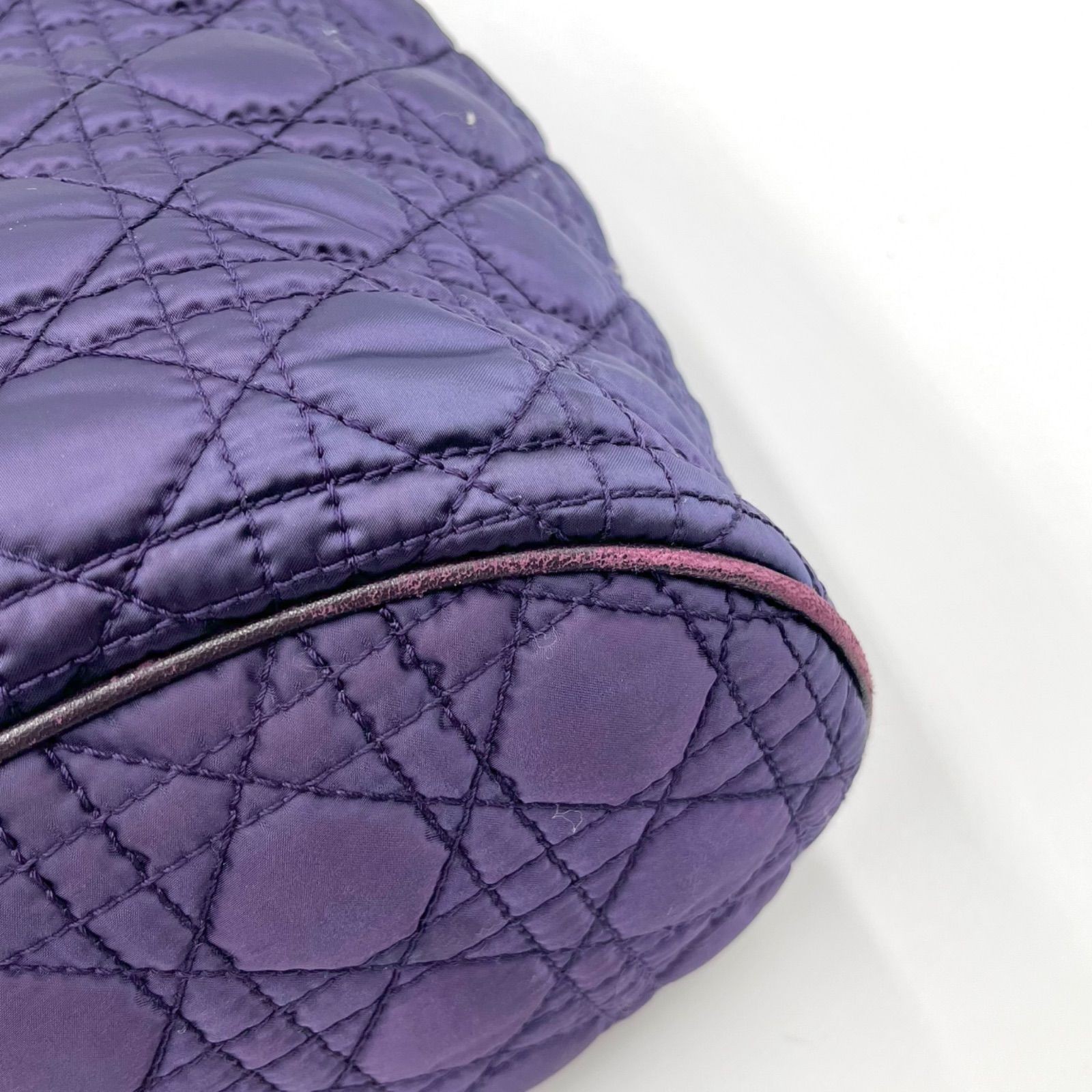 Auth Christian Dior Cannage Nylon Tote Bag and Shoulder Bag, Purple 2Y9816