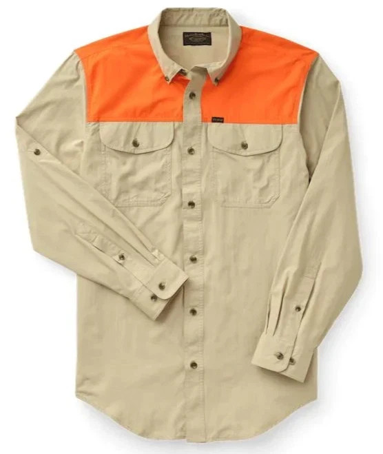 Filson Sportsman’s Shirt Tan Blaze Orange Mens XS Hunting Shooting Nylon NWT